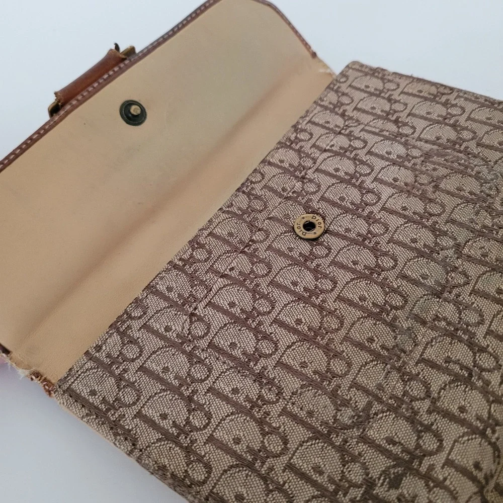 Christian Dior Vintage Trotter Monogram Wallet Brown Leather BM-0012